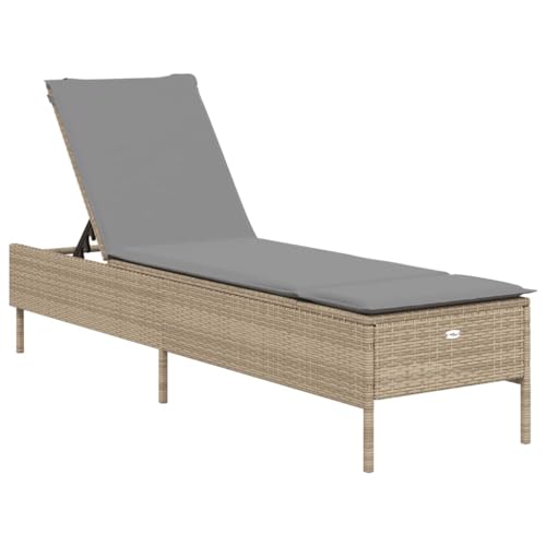 Chaise à dîner extérieur résine tressée beige avec coussins - 4