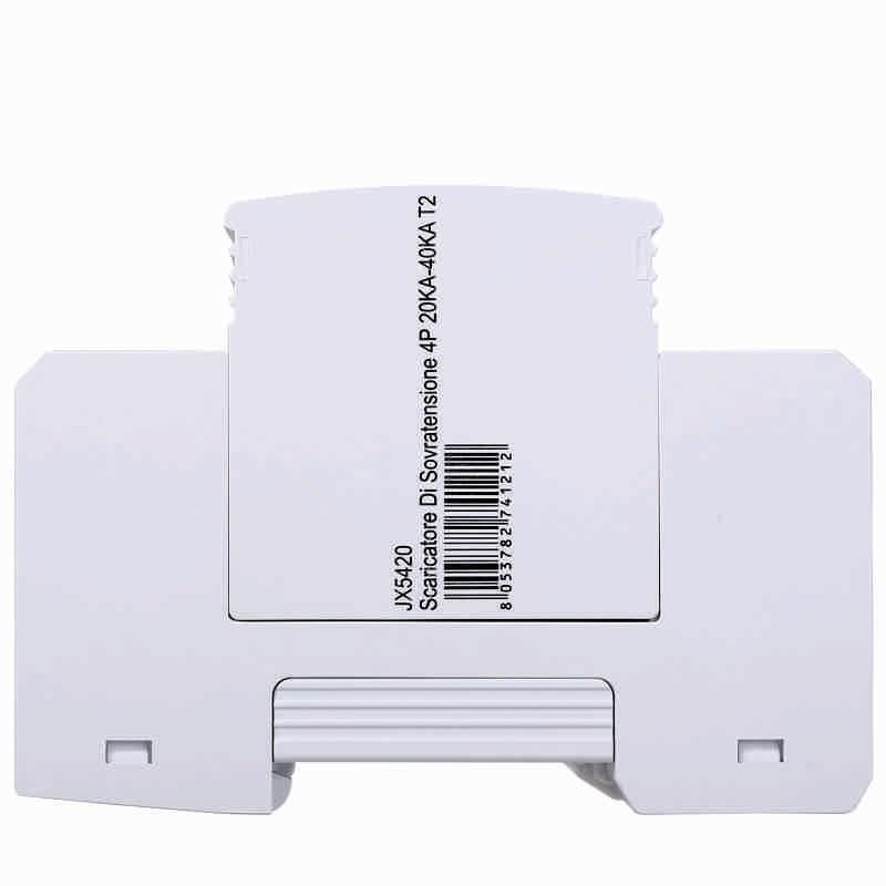Scaricatore Di Sovratensione 220V Tipo 2, 4P T2 C 275V 20KA da 4 Poli, Occupa 4 Moduli DIN, Protegge Impianti Da Fulmini e Picchi Di Tensione