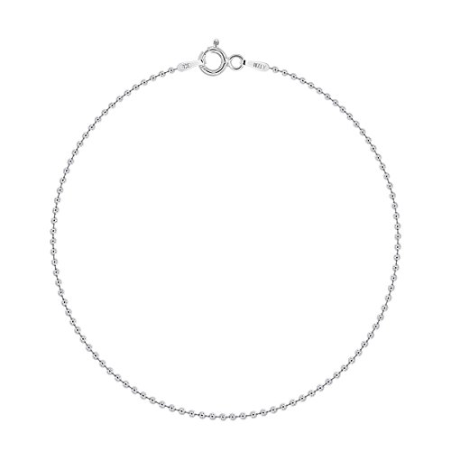 Preisvergleich Produktbild Planetys - KugelKette Knöchelkette Fußkettchen 925 Sterling Silber rhodiniert 1 mm Breite