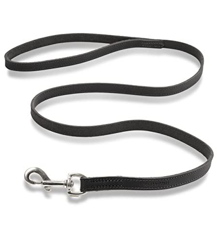 Premium Leder Hundeleine Shorty 1m - Vollleder Hundeleine - Führleine mit Bolzen-Karabiner - Shorty (Schwarz)
