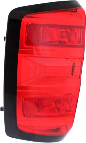 Evan Fischer Tail Light Compatible With 2014-2015 Chevrolet Silverado 1500 And 2015 Silverado 3500 Hd Clear & Red Lens Halogen With Bulbs Driver Side #TOP1