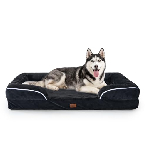 Image of EGOHOME Orthopedic Large Dog Bed with Gel Memory Foam Black 41x27x6.5in | Dog Couch Waterproof Pet Sofa with Removable Washable Cover, Non-Slip Bottom,Indoor & Road Trip, CertiPUR-US PetsBed