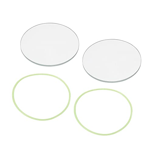 PATIKIL 2' Dia LED Lente, 2 Set Lucido Bordo Torcia Vetro Lente con Silicone Cerchio per Luce Fonte Lente Sostituzione, Trasparente, Verde