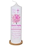 TAUFKERZE LEBENSBAUM für Mädchen | Kommunionkerze, Konfirmationkerze - beschriftet mit Namen, Datum und Taufspruch | verschiedene Kerzengößen