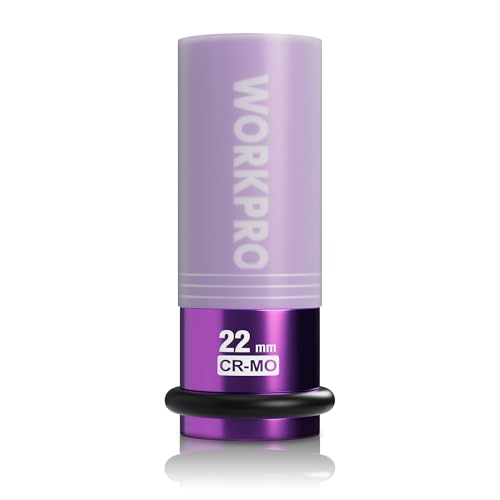 WORKPRO 1/2 Drive Lug Nut Impact Duty Socket 22mm Deep Thin Wall Socket Made of Premium Cr-Mo Steel Non-Marring Lug Nut Wheel Sockets for Car