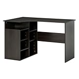 HOMCOM 47.25' L-Shaped Computer Desk, Writing Desk, Corner Desk with Storage Shelves for Home Office, Study, Black