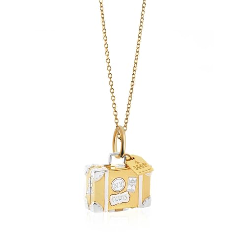 Two-tone Vintage Suitcase Travel Charm with Stickers3