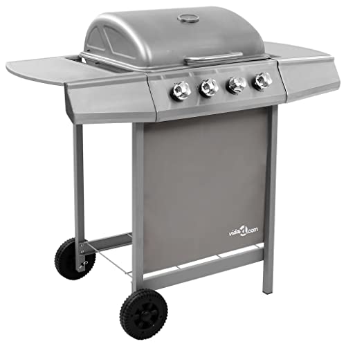 Vidaxl Barbacoa De Gas Con 4 Fogones Quemador Parrilla Asador Cocinar Camping Senderismo Picnics Jardín Patio Exterior Aire Libre Terraza Plateado