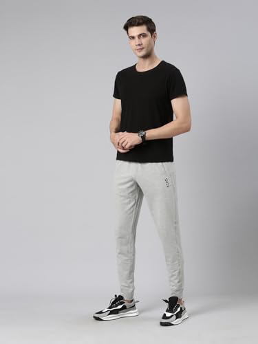 Image of BUZZ Standard Men Athleisure Slim Fit Solid Cotton Joggers Zipper Pockets, Ultra Soft, Stretchable, Breathable, Anti-Slip Waistband with Drawcord, Track Pants for Leisure, Travel, Workout. Pack of 1