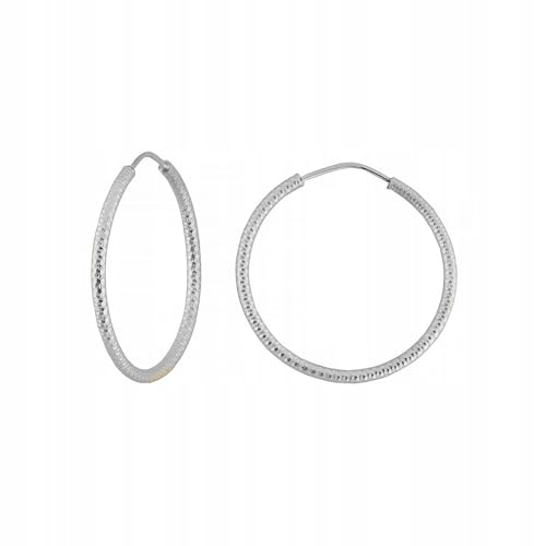 Boucles d'oreilles argent 925 rhodié anti-ternissement grandes créoles diamantées 3,5 cm