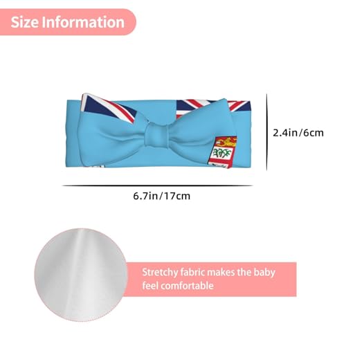 Fiji Flag Baby Bow Headband. Comfortable baby headband, suitable for daily wear and photo props.3