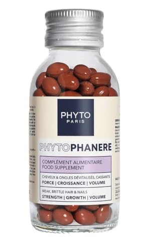 PHYTO 120 Capsules Phytophanere Natural Hair Loss Nail & Skin Supplement for Men & Women Biotin & Vitamin B6 Enriched Antioxidant-Rich Carrot & Vitamin E Energy & Tissue Formation 2-Month Supply
