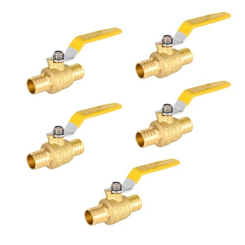5-Pack EFIELD 1-Inch Pex Crimp Shut off Ball Valve Yellow Level