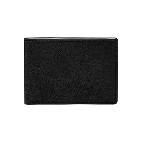 Image of Fossil Men's Steven Leather Slim Minimalist Bifold Front Pocket Wallet, Slate Black, (Model: ML4396019)