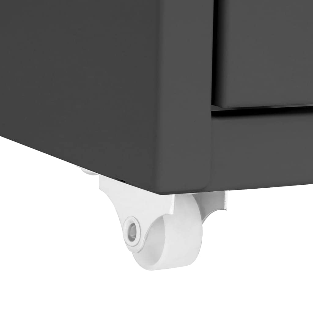 Schedario Mobile Antracite 28x41x109 cm in Metallo-Cassettiera,Mobiletto da Ufficio con Serratura,Regolabile per Cartelle Sospese,Superficie Testurizzata,per Ufficio,Studio