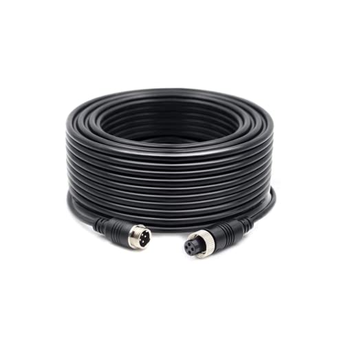 BlazeVideo Câble d'extension vidéo de Voiture 15 m 4 Broches Aviation étanche Antichoc pour caméra de recul CCTV Camion Remorque RV Bus RV Système de Surveillance de Sauvegarde de véhicule Cover