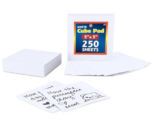 Bloc-notes carré 12,7 cm et 250 feuilles blanches Hygloss pour bureau