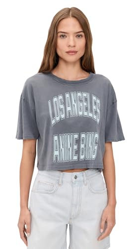 ANINE BING Womens Johnny Cropped Tee Washed Grey M