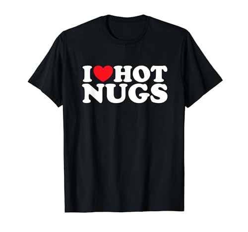 I Love Hot Nugs, divertido amante de la comida vintage, retro, en forma de corazón Camiseta