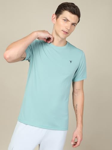 Image of TECHNOSPORT Men's Slim Fit Polyester Activewear Sports T-Shirt with Moisture-Wicking Comfort for Workout, Running & Gym