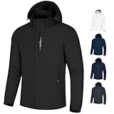 BTOOTB Chamarra Impermeable para Hombre con Capucha Desmontable - Manga Larga y Bolsillos para Senderismo, Viaje y...