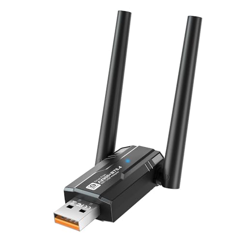 Wireless USB WiFi 6 AX900 with Bluetooth 5.4 Adapter Dual Antennas 5G/2.4G WiFi Adapter for Desktop PC MacBook Laptop Windows11/10 Wireless Network, Driver Free