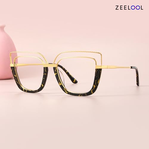 Image of Zeelool Stylish Oversize Cat Eye Glasses Frame for Women with Non-prescription Clear Ornella ZJGX370408