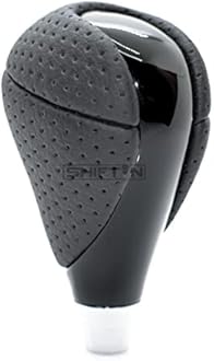 Leather Chrome Wood Gear Shift Knob Stick Shifter For Lexus ES300h ES350 GS300 GS350 GS430 GS450h GS460 IS-F IS250 IS300 IS350 LS460 LS600h RX350 RX450h (Punched Black Leather / Piano Black)