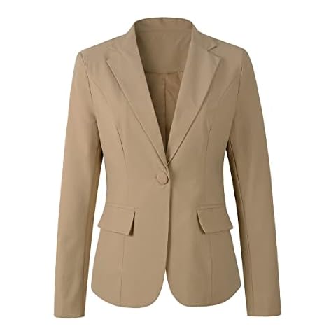 Benibos Womens One Button Blazer Lightweight Office Work Suit Jacket (918 Khaki, M) Cover