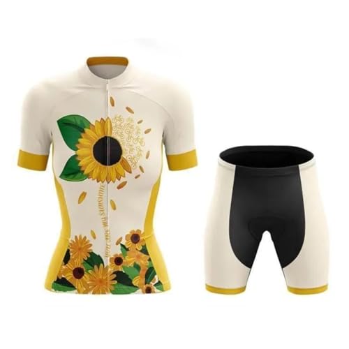 Maillot Ciclismo Corto de Verano para Mujer, Traje Bicicleta Camiseta Ciclo y Culotte Tirantes con 9