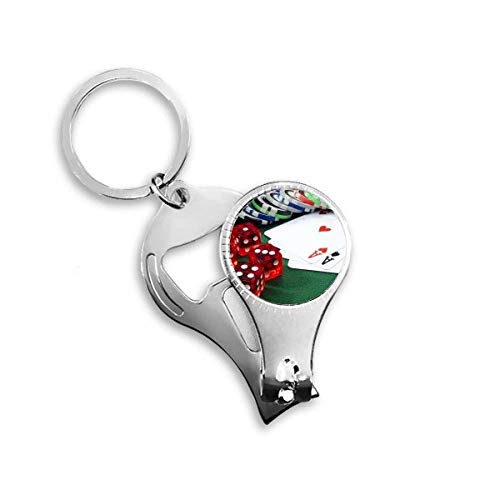 Chip Poker Dice Gambling Photo Nail Nipper Ring Key Chain Bottle Opener Clipper