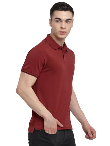 Image of Deniklo Men's Super Soft Half Sleeve T-Shirt | Regular Fit Solid Polo T Shirt for Men | Cotton Rich with Button Down Closure Type for Men |Rib Collar Polo T Shirt | Branded Polo T-Shirt for Men's