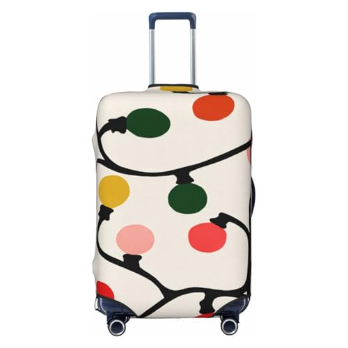 Simple Cute Christmas Lights Boho Elastic Travel Luggage Covers Dustproof Scratch-Resistant Suitcase Protector Fit 22-24 Inch