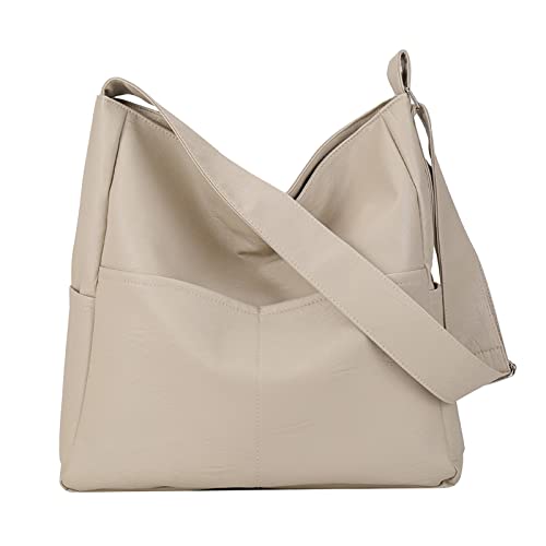 Bolso de hombro de poliuretano para mujer, de moda, informal, para costura de coche, tono sólido, bolsa cruzada casual, 1 abrazadera de cable de embrague, White, Talla única