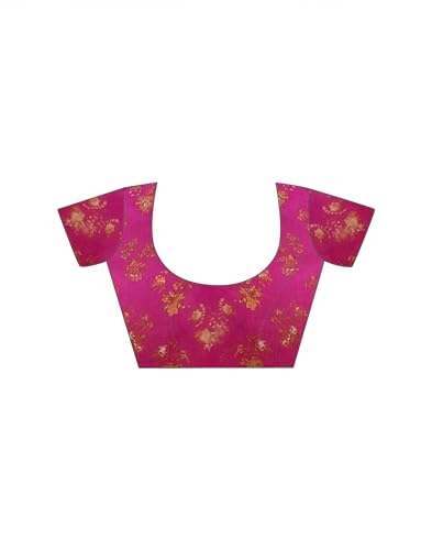 Image of SIRIL Women's Cotton Printed Ready To Wear One Minute Saree With Unstitched Blouse Piece