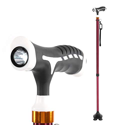 Cane with T Handle, Aluminum Lightweight Cane Walking Stick, Non-Slip Walker Crutches with LED Light, Height Adjustable, 360 ° Rotating Support for Seniors & Disabled, 74-94cm - Thumbnail 7