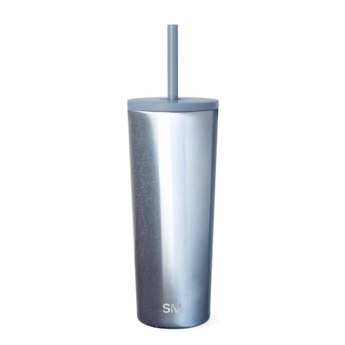 Image of Simple Modern Iced Coffee Tumbler, Insulated | 24oz | Cateye | Reusable Stainless Steel Cup, Travel Mug, Water Bottle with Straw | Cupholder Friendly & Spill Resistant, Coastal Cateye