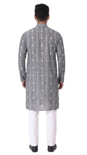 Image of GHL GUENDICHA HAAT Sambalpuri Certified Handloom Men's Pure Cotton Kurta | Odisha Ikat Ethnic Wear | Mandarin Collar | Full Sleeve Traditional Kurta for Men