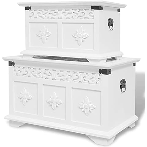 vidaXL Aufbewahrungstruhe Aufbewahrungsbox Aufbewahrungskasten Truhe 2 STK. Weiß Cover