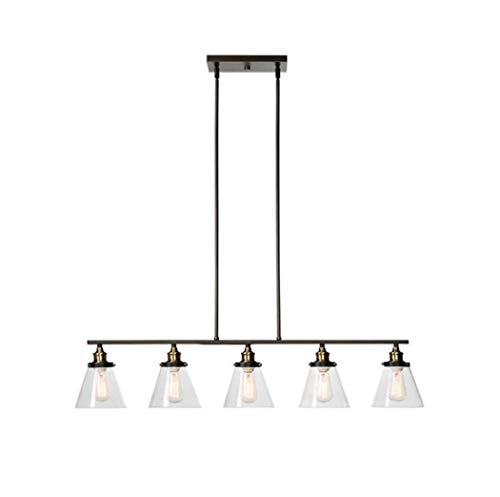 Lampe à suspension en fer de personnalité simple avec 5 globes en verre transparent