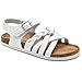 Torotto Girls Sandals with Cork Footbed Adjustable Buckle Casual Slides Sandals Open Toes Flat for Kids Toddler(LHJ674/White,37)
