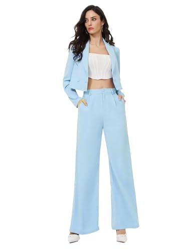 KOTTY Women's Co-ords Solid Dress Set Sky Blue