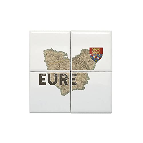 Carreaux céramique Eure 27 Evreux carte ancienne Normandie lot de 4