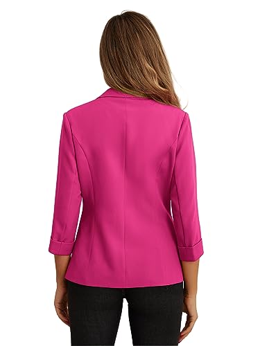 جريس ريلي بدلة بليزر انيقة باكمام 3/4 للنساء، جاكيتات عمل كاجوال للعمل والمكتب وسترة كارديجان مع جيوب وزر للسيدات (زهري فاقع، 16)