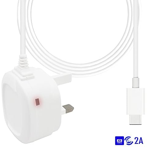 iWiO¨ Mains Wall USB C Charger with LED Indicator 2 CE Approved 1m Cable 2A compatible with Sony Xperia 10 IV 2022 - WHITE Cover