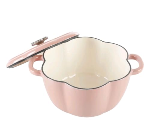 Enamel Cast Iron Dutch Oven 3Qt Self-Basting Floral Lid Heat Resistant Cookware - Additional View