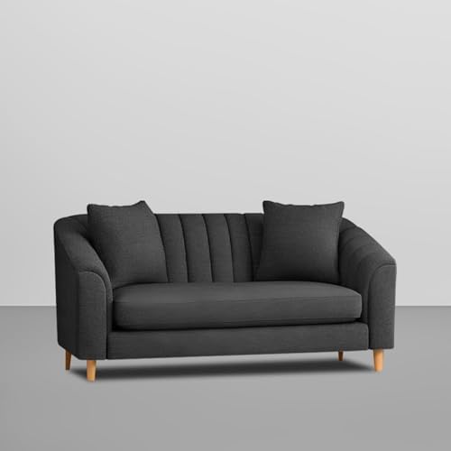 Image of Casaliving Doraldo 2 Seater Sofa Set for Living Room (Black Colour Fabric) Premium Fabric Sofa for Living Room
