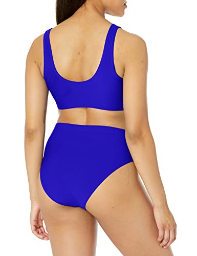 Image of Tempt Me Women Two Piece Scoop Neck Bikini Crop Top High Cut Swimsuit Sporty High Waisted Bathing Suit with Bottoms