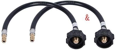 GasSaf 2FT RV Pigtail Propane Hose QCC1 Connector with Acme and a 1/4'' Inverted Male Flare(2 PCS)