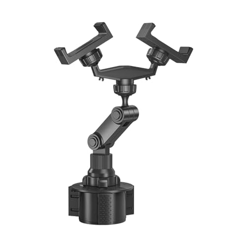 Genérico Soporte De Teléfono para Portavasos | Rotacion 360 Altura Ajustable,Soporte para Móvil con 2 Ranuras,para Navegación Llamadas Grabación De Vídeo Viajes por Carretera Y Salidas Familiares